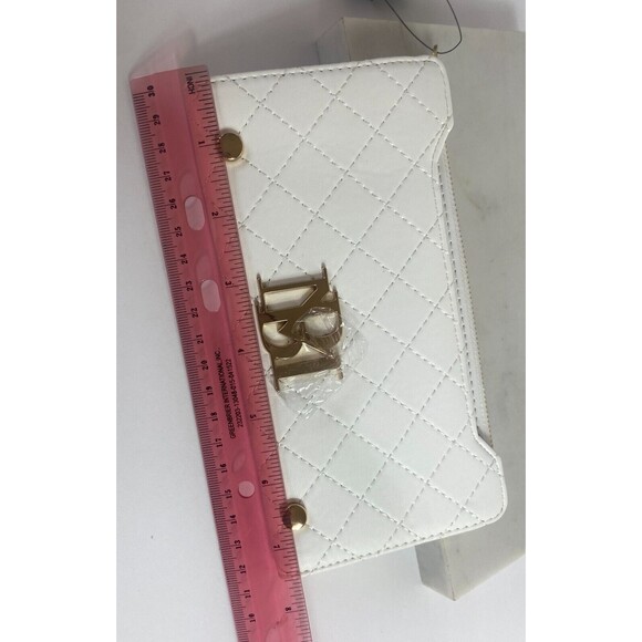Badgley Mischka Card Wallet WHITE Quilted Zip Coin Purse Snap Designer NWT - Picture 5 of 5